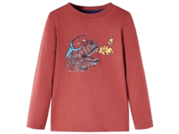 T-shirt De Manga Comprida Para Criança Vermelho Queimado 104