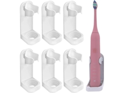 Suporte Para Escova De Dentes Elétrica, Pacote Com 6 Unidades, Ajustável, Em Abs, Adesivo, Para Banheiro - Branco