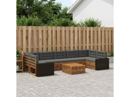 Vidaxl Conjunto De Sofás Para Exterior 8 Pcs Natural E Antracite