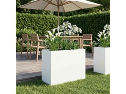 Vidaxl Vaso De Jardim Branco 60 X 30 X 50 Cm Aço Laminado A Frio