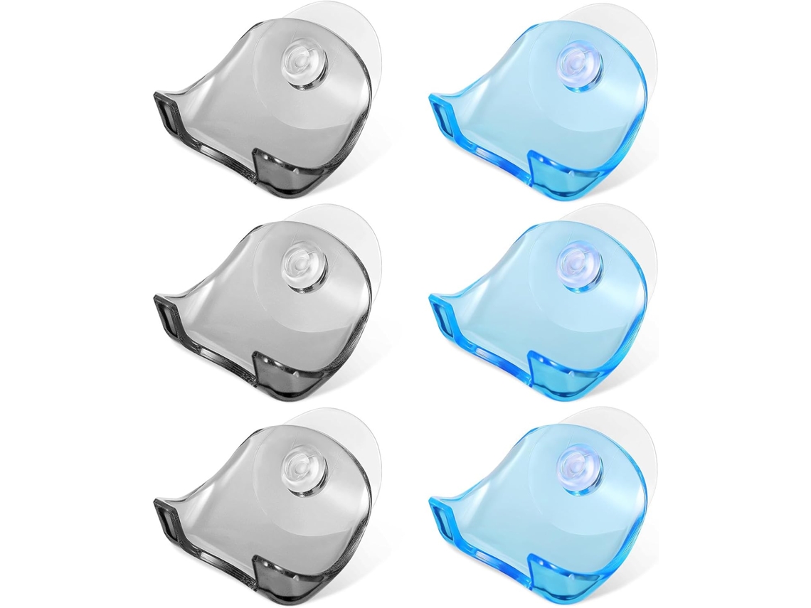 Conjunto De 6 Suportes Parede Para Banheiro Com Ganchos Ventosa, Cabide Para Chuveiro Nas Cores Azul E Cinza, Para