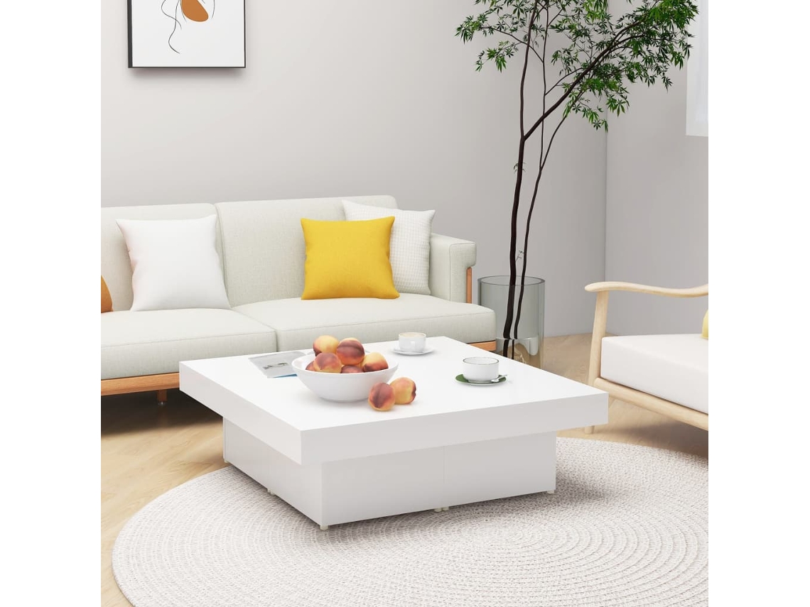 Vidaxl Mesa De Centro 90x90x28 Cm Derivados De Madeira Branco