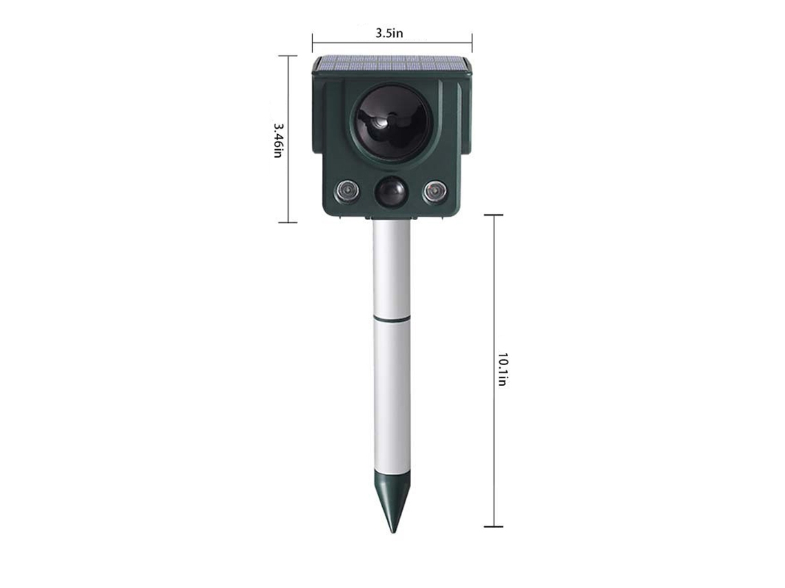 Repelente Solar Ultrassônico S/MARCA com Sensor PIR, 4 Modos para Animais
