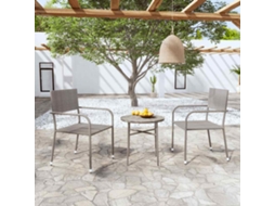 Vidaxl 3 Pcs Conjunto De Jantar Para Jardim Vime Pe Cinzento