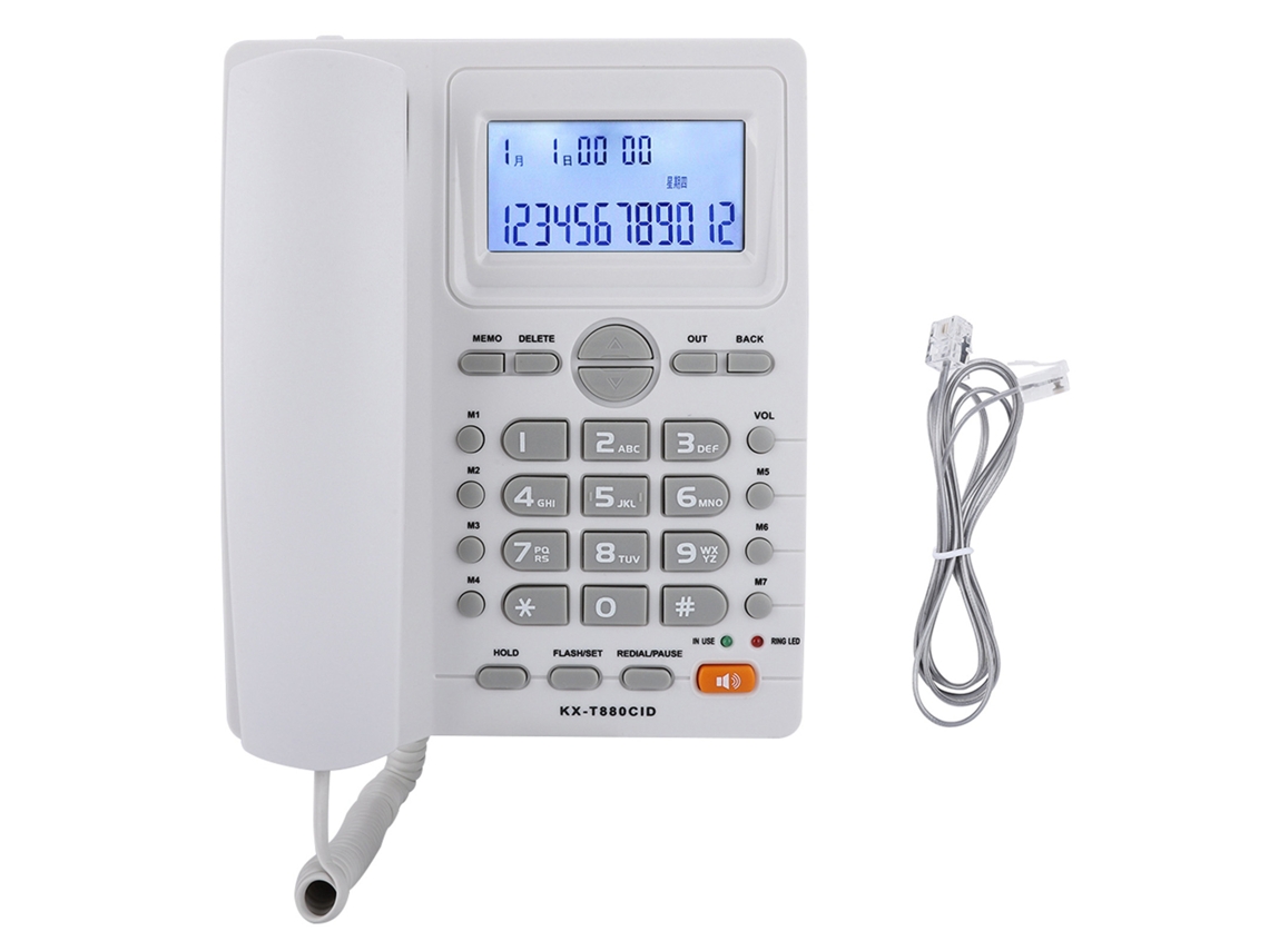Telefone Fixo Com Fio Com Display De Identificação De Chamadas E Alto-falante Branco