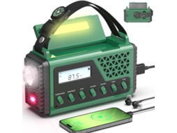 Carregador de Rádio de Emergência AQUAFORGE com Manivela, Alto-falante Bluetooth, Recarregável, Verde militar