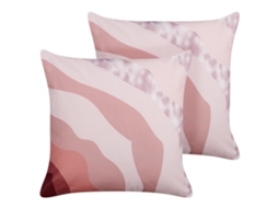 Conjunto De 2 Almofadas De Exterior Beliani Campei De Poliéster Rosa 45x45x10
