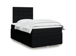Vidaxl Cama Boxspring Com Colchão 120x190 Cm Tecido Preto