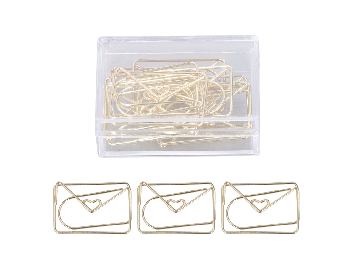 100 Clips De Papel Metálicos Dorados Antideslizantes Antirrojos Com Caixa Para Escritório E Envelopes