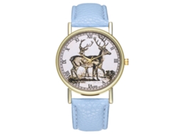 Reloj De Pulsera Elegante De Cuarzo Para Mujer Y Hombre Color Azul Claro