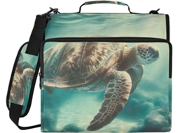 Pasta De 3 Argolas Com Fecho Em Formato Tartaruga Oceânica Clássica, Compartimento Laptop E Organizador Com Vários