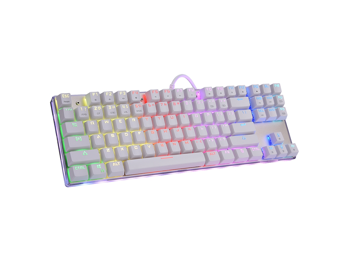 Teclado Mecânico (iluminação Rgb Programável) Chave Azul Teclado Gamer Com Fio De 87 Teclas Com Capa Inferior Transparente