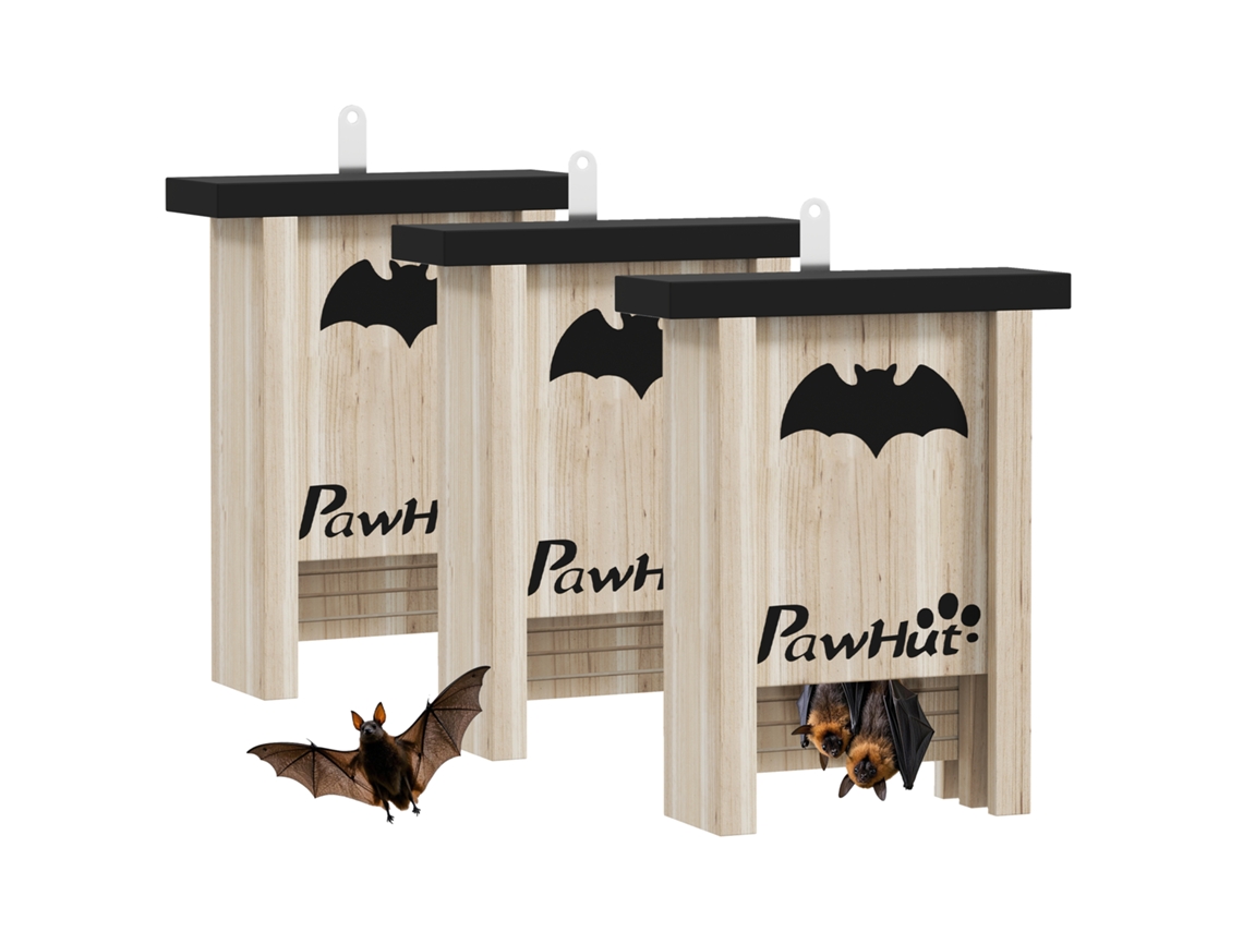 Conjunto de 3 caixas para morcegos, casas para morcegos, fácil de pendurar, 18x6x22,5 cm | S/MARCA