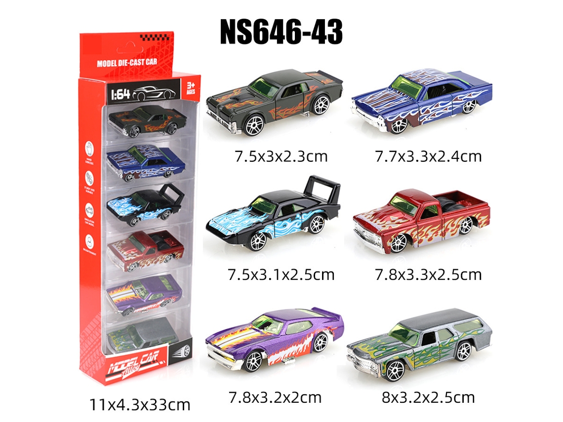 Miniaturas de Carros Deslizantes em Escala 1/64, Brinquedos Infantis MDUG (6 Carros)