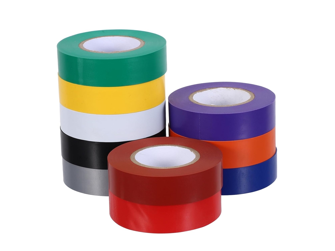 10 Rolos De Fita Isolante Multicolorida 19mm X 19, 8m Fita Isolante À Prova D Água E Resistente A Altas Temperaturas