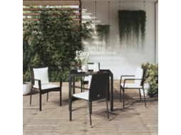 Vidaxl 5 Pcs Conjunto De Jantar P/ Jardim C/ Almofadões Vime Pe Preto