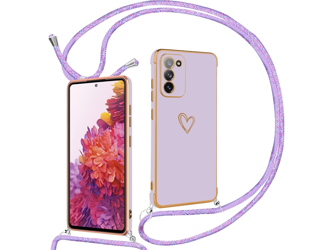 Correia Colar Fe Amor Coração Padrão para Samsung Galaxy S20 HONGWE. Silicone Multicor