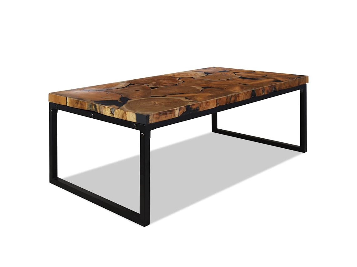 Vidaxl Mesa De Centro Em Resina De Teca 110x60x40 Cm
