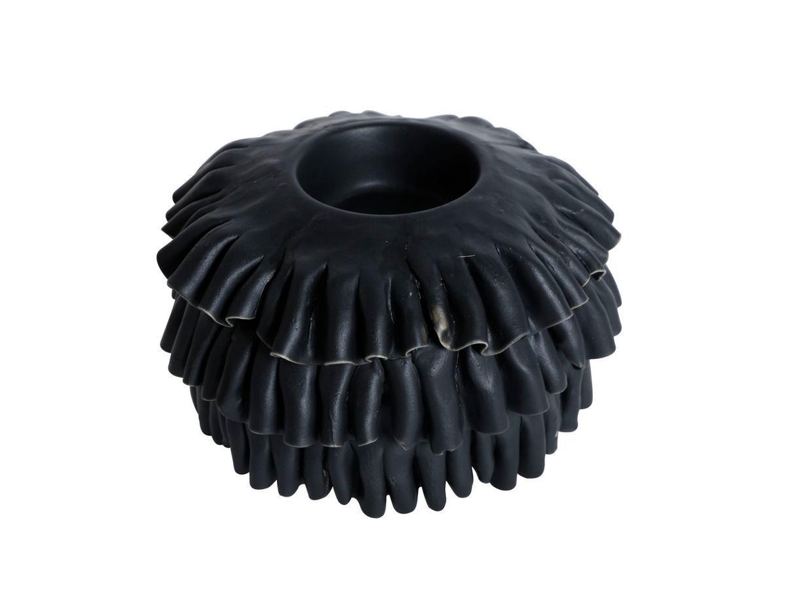 Porta velas Ruffle Preto 12 Cm BRILVIBERA