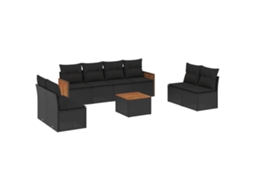 Garden Sofa Set, Garden Sofa Sets Vidaxl Preto Rattan / Vime (n/a)