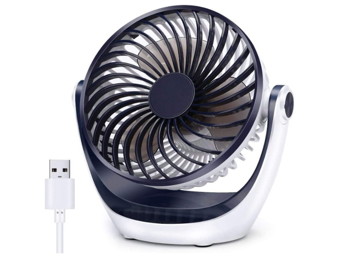 Ventilador De Mesa Pequeno Ventilador De Mesa Com Forte Fluxo De Ar Portátil Ultra Silencioso Cabeça Ajustável 360° Yizhood (azul)
