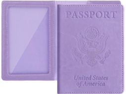 Conjunto De 2 Estojos Roxos Claros Para Passaporte E Carteira Vacinação, V