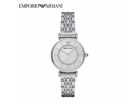 Relógio Quartzo Ar Ar1908 Aço Inoxidável Mostrador Em Madrepérola Resistente À Água 3 Barras