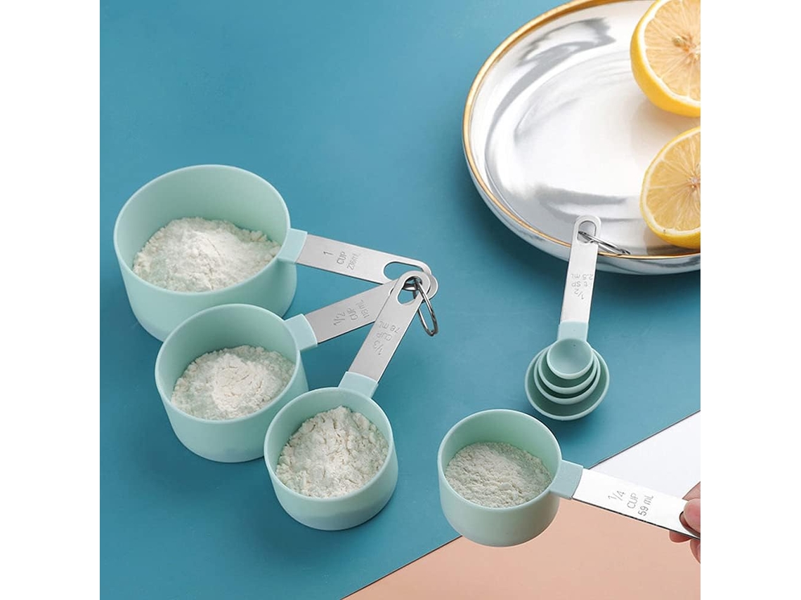 Conjunto De Colheres De Medir Multiuso, 8 Peças, Para Sólidos E Líquidos, Azul