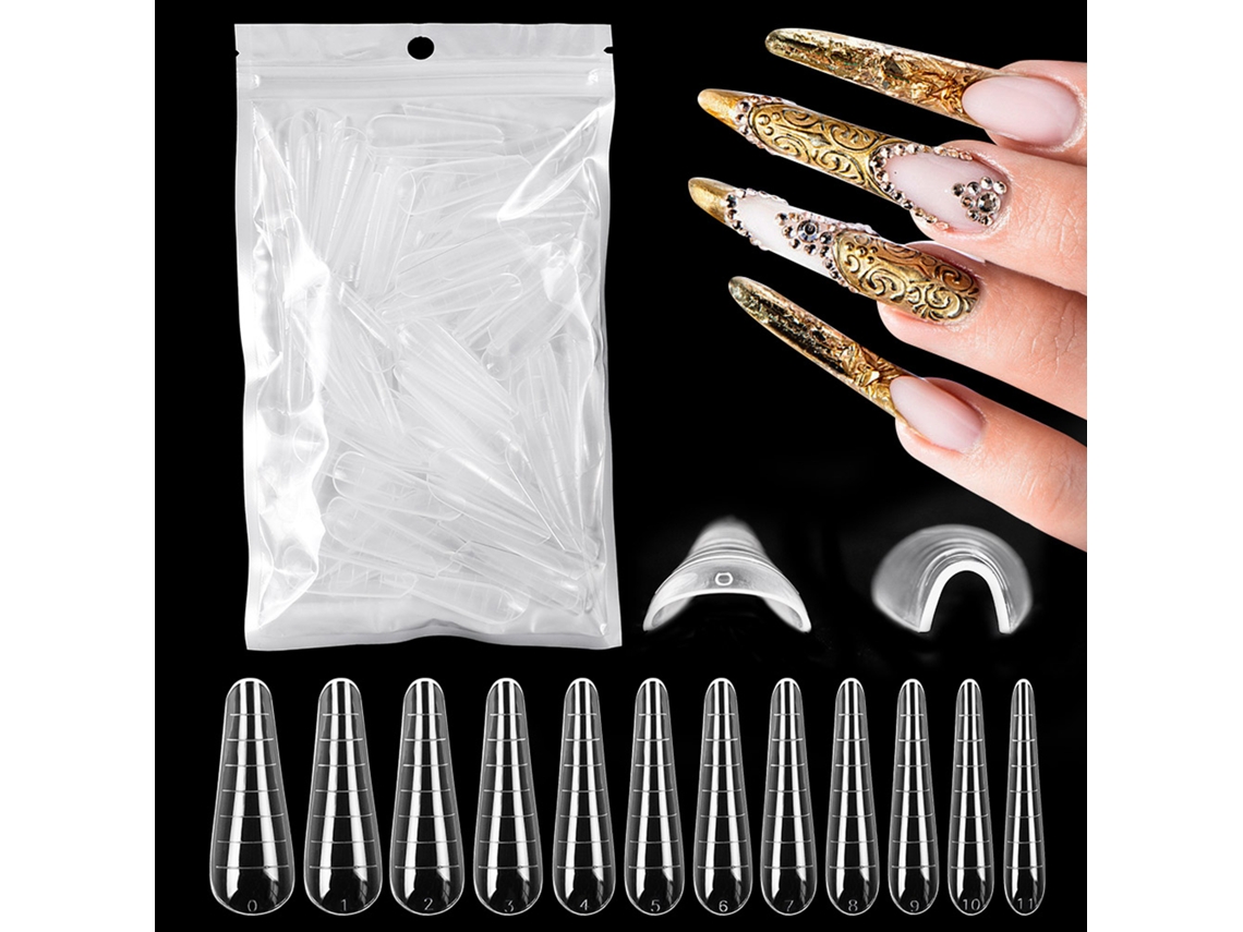120 Uñas Falsas Transparentes Con Escala Para Extensión Rápida Y Manicura De Construcción De Uñas