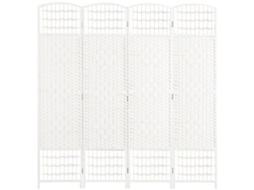Biombo Dobrável 4 Painéis para Interiores,autoportante e Trançado,160x170 Cm,branco BTFORUS