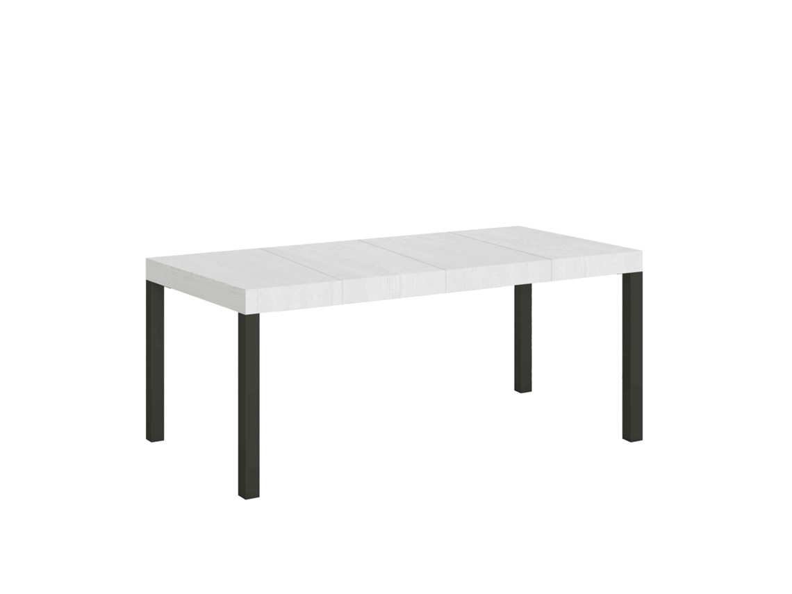 Mesa Extensível Everyday Premium 200/460x90 Cm, Pernas Em Madeira De Freixo Branco E Antracite Itamoby