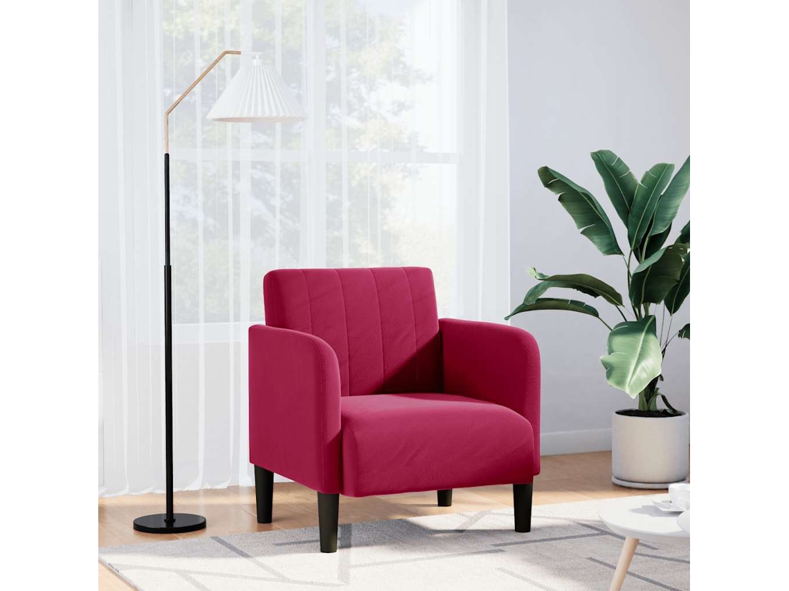 Vidaxl Poltrona Com Apoio De Braços 54 Cm Veludo Vermelho Tinto