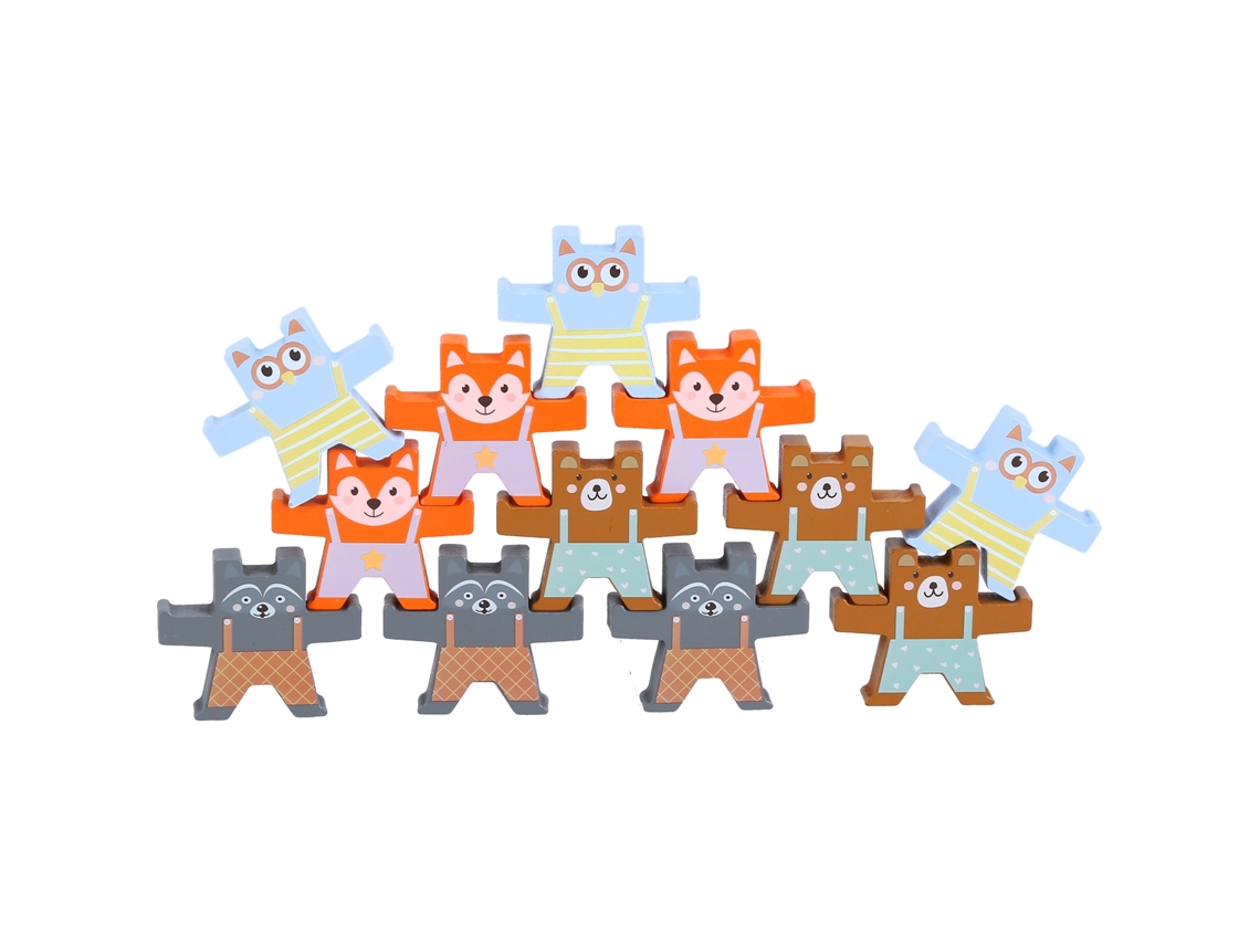 Brinquedo De Blocos De Equilíbrio Urso Pequeno Madeira Educativo Empilhamento Para Crianças 3 Anos +