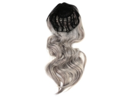 Peluca Sintética De Pelo Largo Rizado Con Parte Central Para Mujeres, Color Negro Gris, De Alta Calidad Y Ajustable