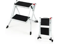 Escada de dois degraus, banquinho dobrável de metal resistente, pedal antiderrapante e apoio para os pés grande, escada portátil Costway