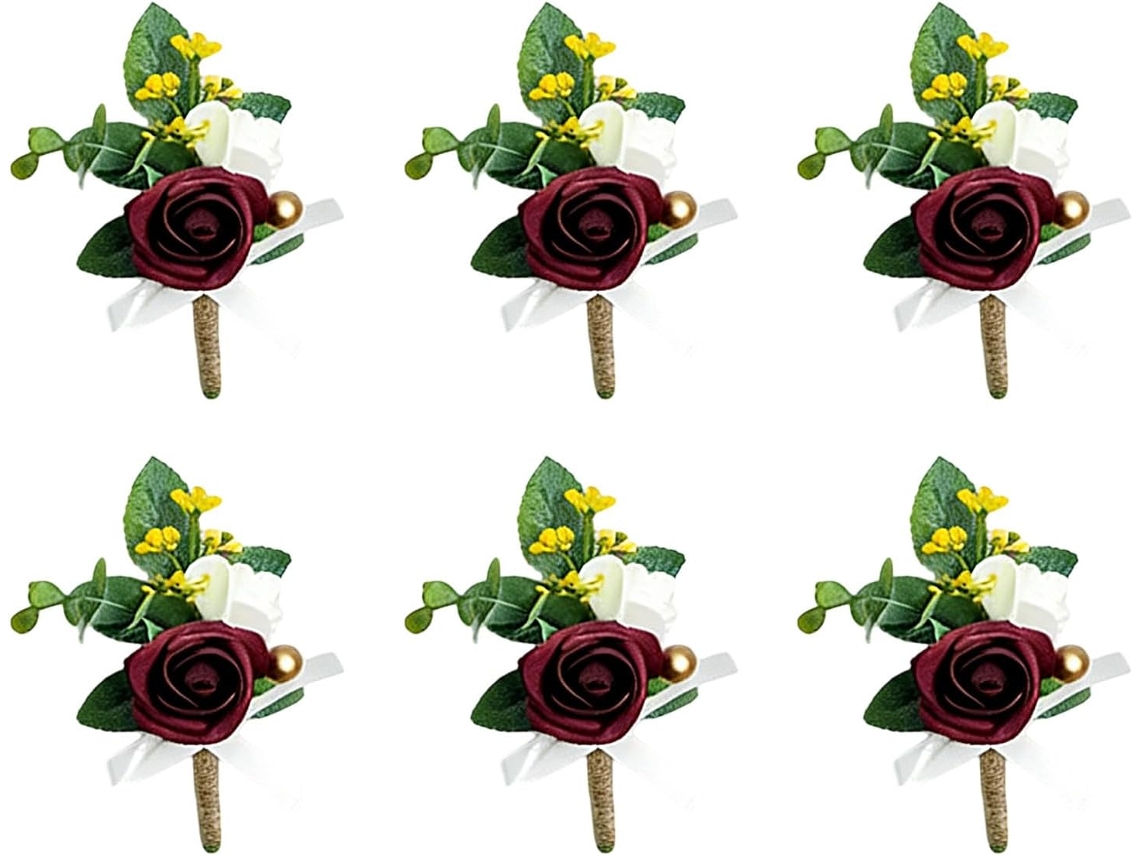 Conjunto de 6 Boutonnieres Artificiais para Casamento SFUSHOS
