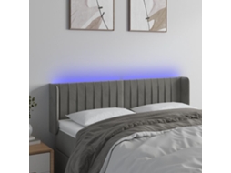 Vidaxl Cabeceira Cama C/ Luzes Led Veludo 147x16x78/88 Cm Cinza-claro