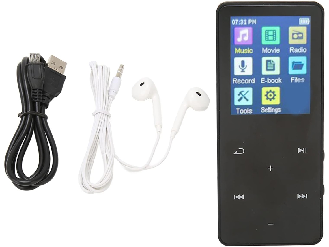 Lecteur Mp3 Mp4, Bluetooth, Écran Pouces, Portable Avec Mince 1, 8 Audio Vidéo Sans Perte Hifi, Léger (noir)