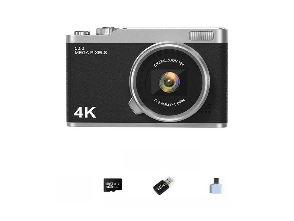 Câmara Digital Tela Hd Flip De 2,4 Polegadas, Foco Automático Af Com Zoom De 16x (preto - Cartão De 32 Gb) Cuich