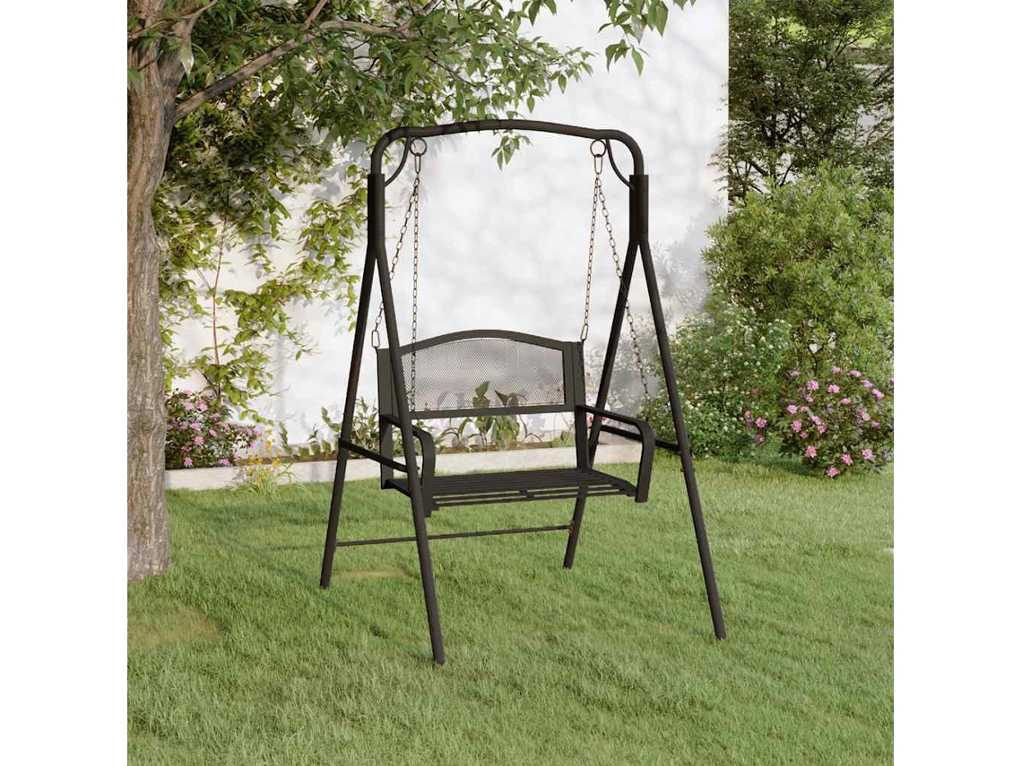 Vidaxl Banco De Baloiçar 124 Cm Em Aço Preto