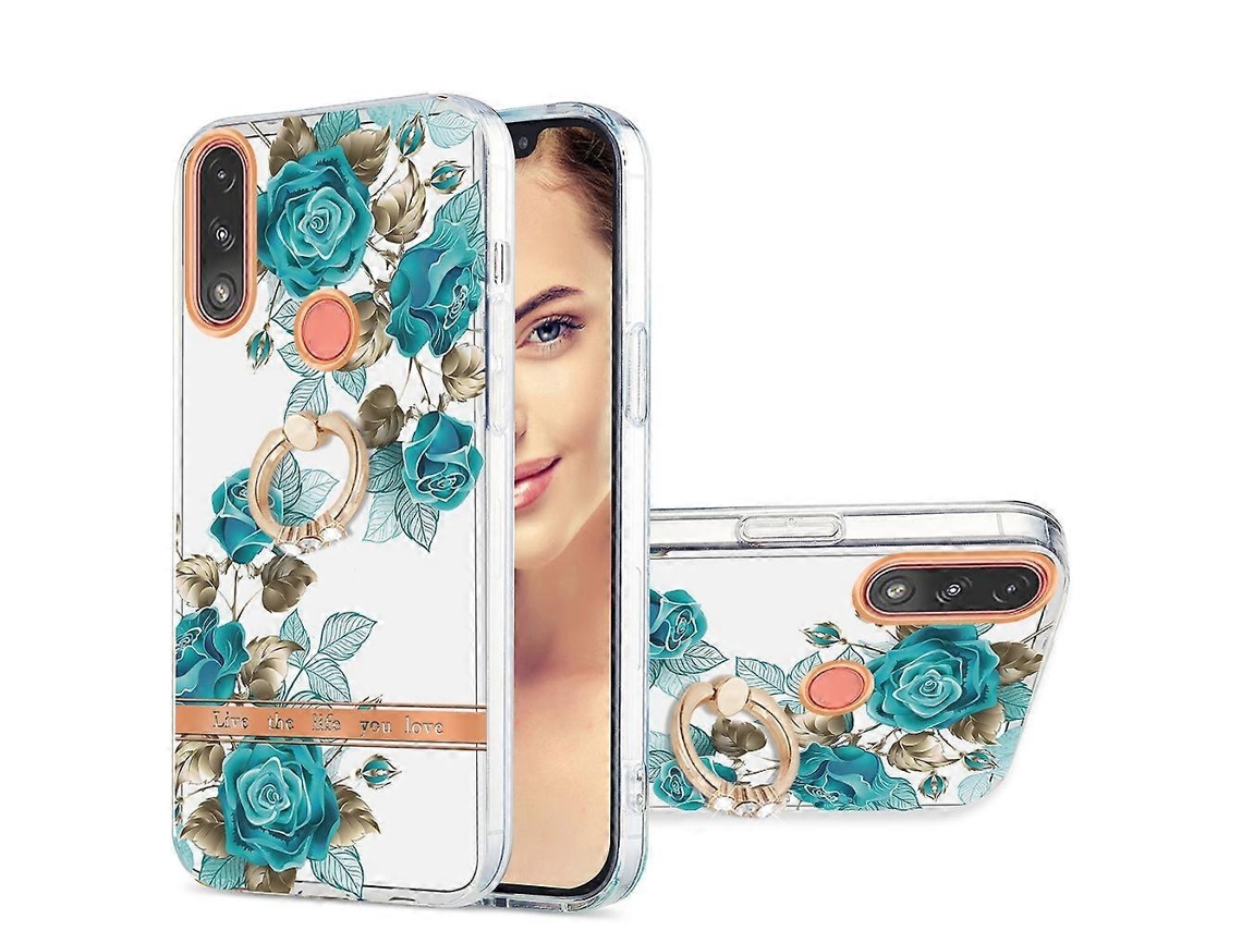 Capa De Celular De Tpu Com Anel Imd Flowers Para Motorola Moto E7 Power / E7i Power