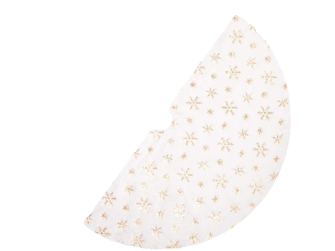 Saia Para Árvore De Natal 120 Cm, Branca E Dourada, Saia Em Feltro Falso Com Tema Neve Para Decoração De Natal, Festas E Eventos (prata/dourado)