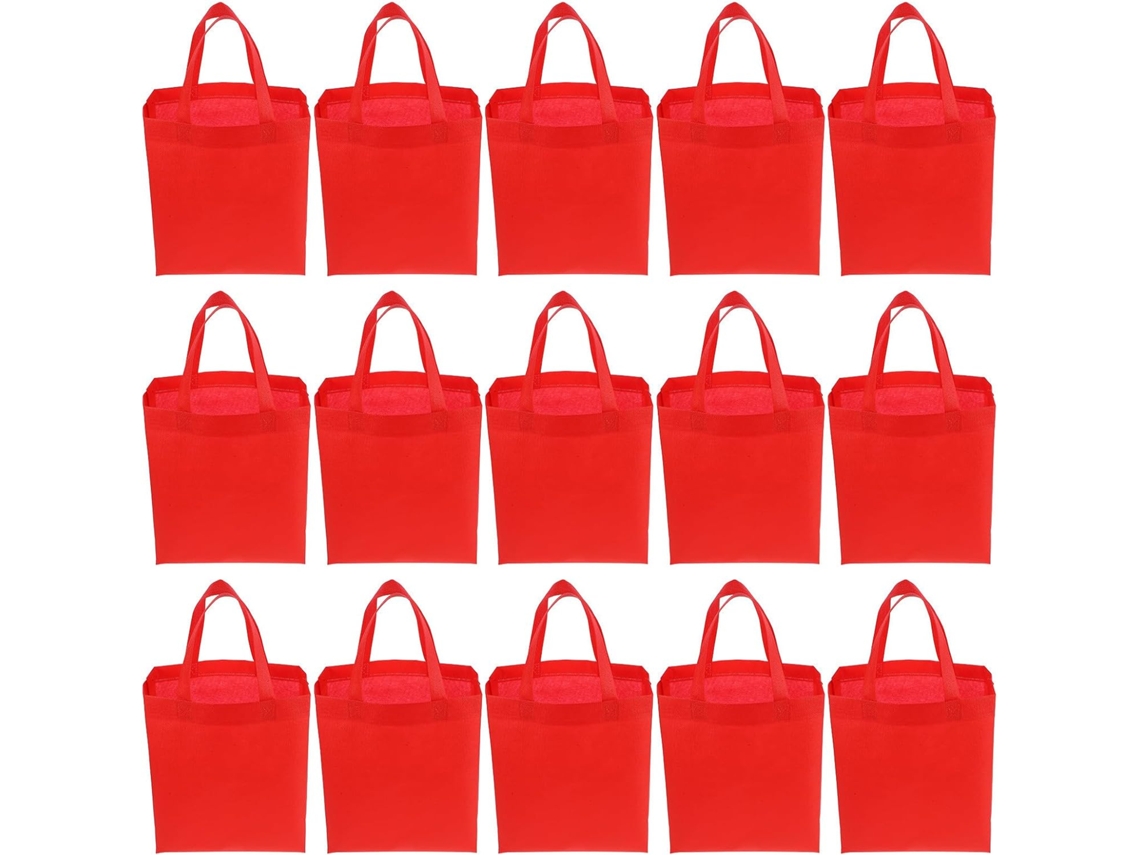 Sacolas de Compras Grandes em Tnt, 30 Unidades, Vermelhas, com Alça para Transporte, Fáceis Dobrar, CHABERLU