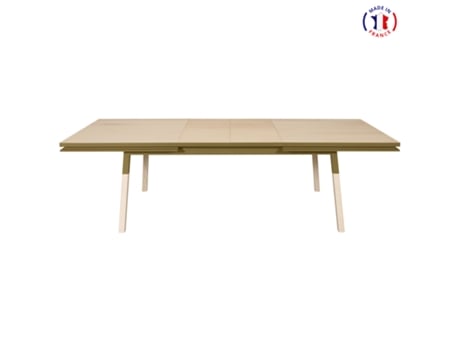 Mesa de Refeição Retangular MON PETIT MEUBLE FRANÇAIS com 2 Extensões (Verde Lancieux - Madeira - 220 x 76 x 120 cm)