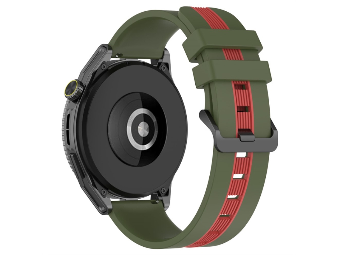 Bracelete Silicone Duas Cores 22Mm para Huawei Watch Gt 3 Se/Watch Gt Exército Verde/Vermelho