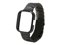 Pulseira Protetora de Aço Inoxidável 2 em 1 Ajustável para Redmi Watch 3 Preta