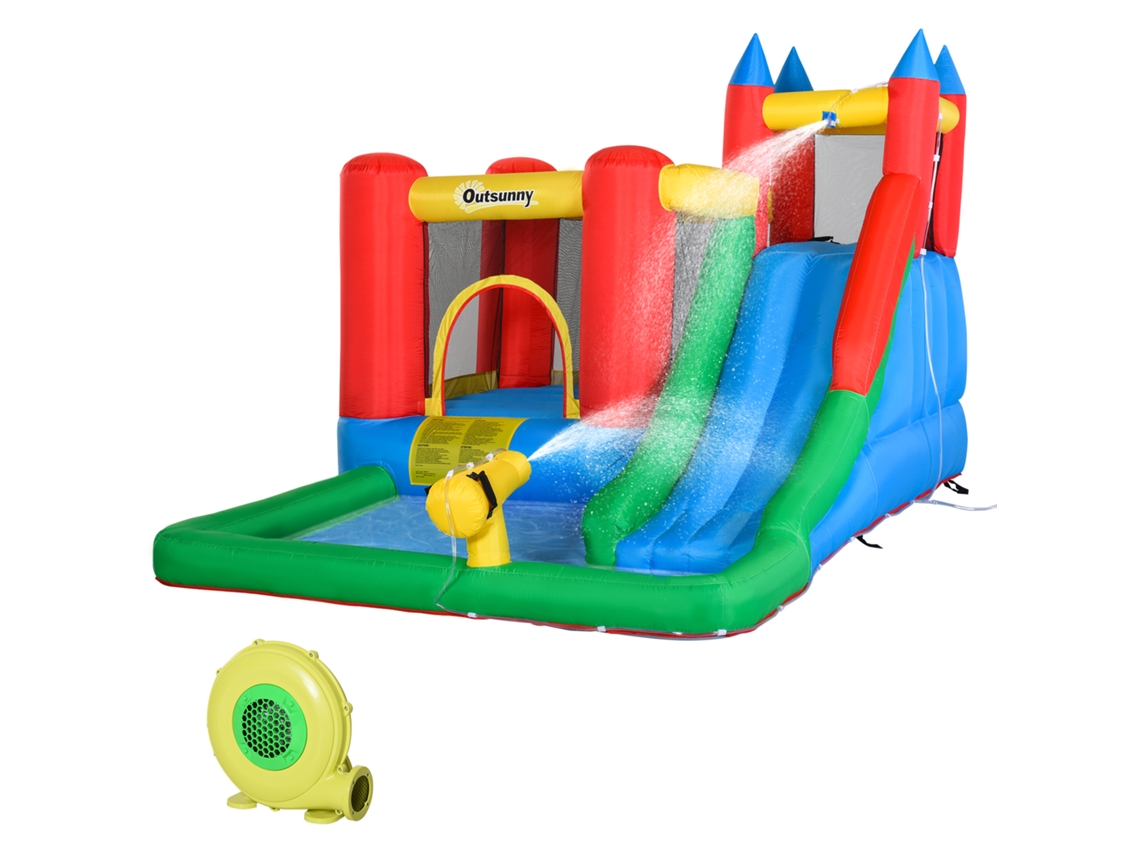 Castelo insuflável infantil 330x245x215 Cm escorregador, trampolim, piscina, saco | S/MARCA