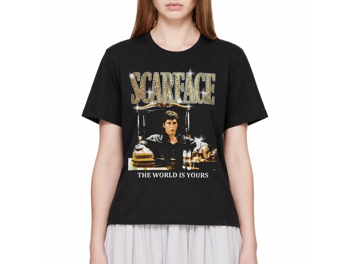 Rockinstone Scarface Movie Gold Logo Black Adult T-shirt Size:xxxl