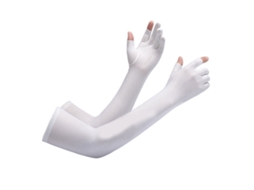 Luvas de Braço Ice Silk com Proteção Uv, Antiderrapantes e Alongadas para Ciclismo, Pesca e Condução Ao Ar Livre, Brancas