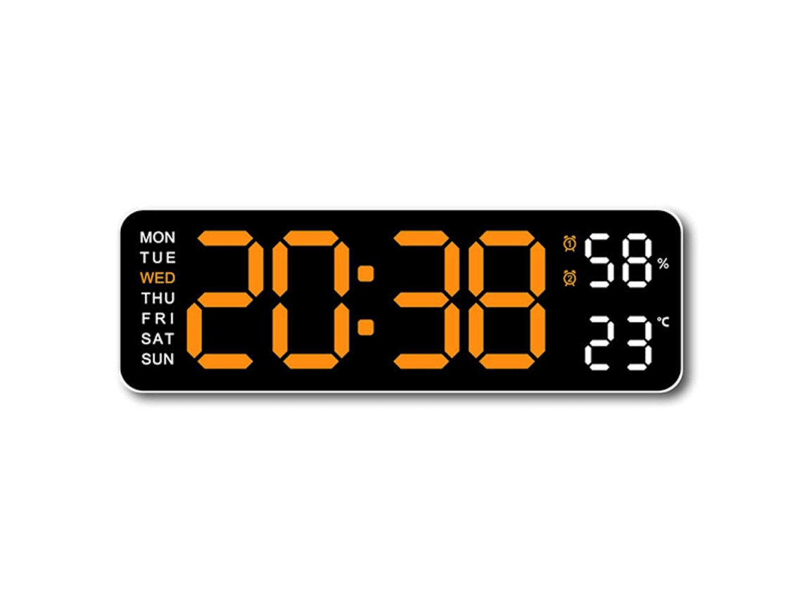 Relógio De Parede Digital Usb Com Calendário, Data, Temperatura E Visor Led Grande (r9 Branco).
